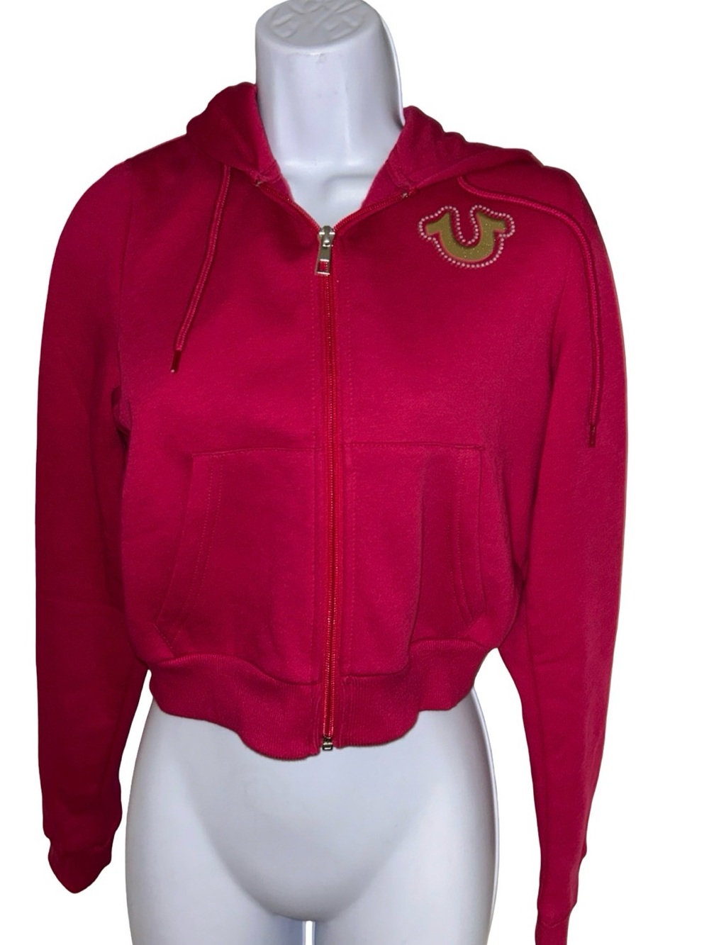 TRUE RELIGION BLING GLITTER SILVER WINGS FLEECE ZIP UP HOODIE NWT - Picture 7 of 11
